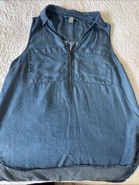 Michael Kors Denim-Look Sleeveless Top - Blue